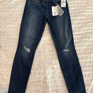 PAIGE Dark Blue Distressed Skinny Jeans